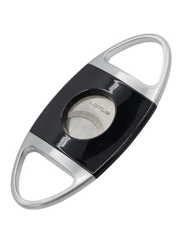 Lotus Jaws Serrated Cigar Cutter – Glossy Black & Chrome Satin (CUT607)