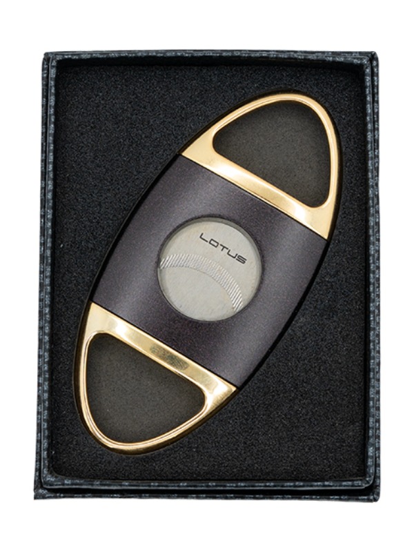Lotus Jaws Serrated Cigar Cutter – Metallic Brown & Polished Gold (CUT604)